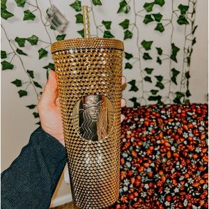 STARBUCKS REUSABLE GOLD HOLIDAY CUP!🌲🤍 NWT
